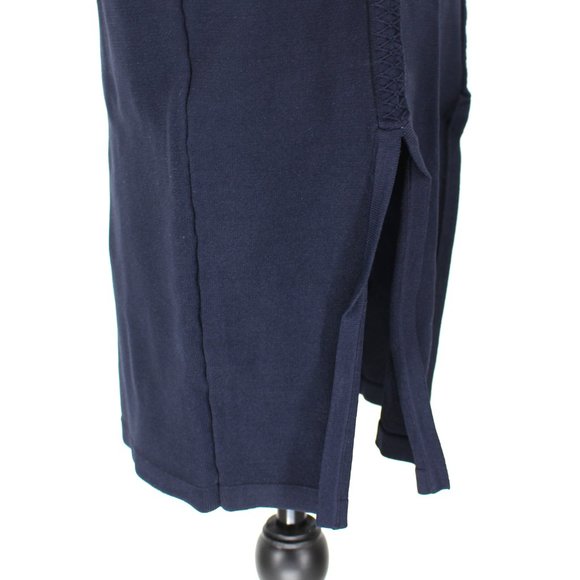 Jonathan Simkhai Navy Blue Knit White Design Contrast Stitch Dress Small NEW - Picture 3 of 8